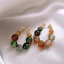 Glass Round Beaded Hoop Earrings&nbsp;FS-WG8B411-01