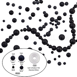 DIY Natural Black Agate Stretch Bracelets Making Kits&nbsp;DIY-NB0004-43