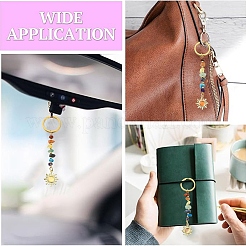 8Pcs 4 Styles Alloy Cat Eye Sun Pendant with Gemstone Chip Keychains&nbsp;KEYC-YW00252