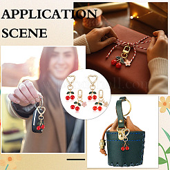 4Pcs 4 Styles Cherry Alloy Enamel Swivel Keychains&nbsp;KEYC-ME0001-04