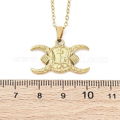 Crescent Moon Cross 304 Stainless Steel Pendant Necklaces&nbsp;NJEW-M096-30G