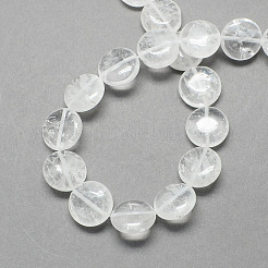 Flat Round Gemstone Natural Quartz Crystal Beads Strands&nbsp;G-S110-14mm-20