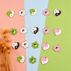 24Pcs 6 Style Rack Plating Light Gold Alloy Enamel Pendants&nbsp;ENAM-SZ0002-09