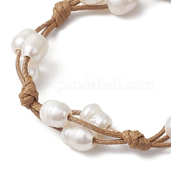 Natural Cultured Freshwater Pearl Large Hole Beaded Bracelets&nbsp;BJEW-TA00635