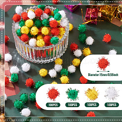 400Pcs 4 Colors Christmas Handmade DIY Doll Craft Pom Pom Yarn Pom Pom Balls&nbsp;AJEW-TA0003-32