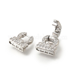 Arch Brass Micro Pave Clear Cubic Zirconia Fold Over Clasps&nbsp;KK-V008-22P