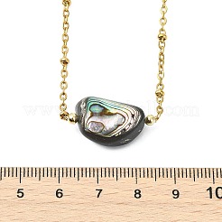 Natural Abalone Shell/Paua Shell Nuggets Pendant 304 Stainless Steel Satellite Chain Necklaces for Women&nbsp;NJEW-JN06092