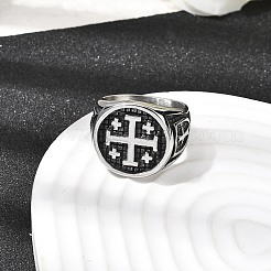 Jerusalem Cross 304 Stainless Steel Finger Rings for Men&nbsp;RJEW-D339-01B-AS