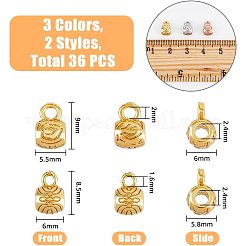 36Pcs 6 Style Rack Plating Brass Tube Bails&nbsp;KK-FH0004-75