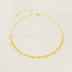Brass Hollow Heart Tassel Adjustable Necklaces for Beach&nbsp;JR2887