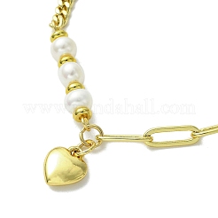 Brass Heart Charm Bracelets&nbsp;BJEW-JB13614