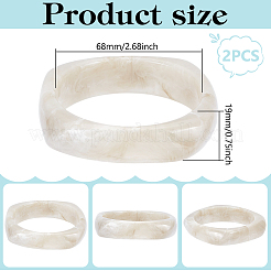2Pcs Imitation Marble Acrylic Bangle for Women&nbsp;BJEW-UN0001-69B