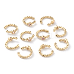 Brass Micro Pave Cubic Zirconia Cuff Earrings&nbsp;EJEW-H109-01E-G