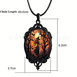 Oval Gothic Alloy Glass Halloween Pendant Necklaces for Women&nbsp;FS-WG73C21-03