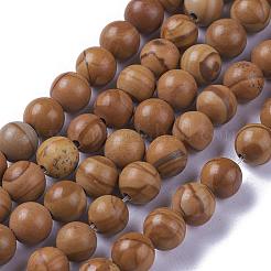 Natural Wood Lace Stone Wooden Jasper Beads Strands&nbsp;G-I199-17-6mm