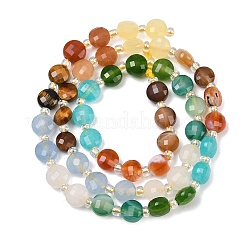 Natural Agate(Dyed & Heated) & Dyed White Jade & Tiger Eye Beads Strands&nbsp;G-Z135-B05