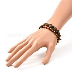 Natural Tiger Eye Beaded Bracelets Set&nbsp;BJEW-JB07023