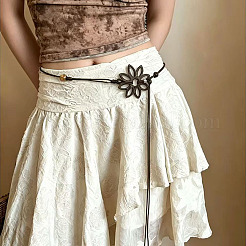 Boho Wood Hollow Flower Linen Tie Waist Belts for Women&nbsp;FS-WG0843E-01
