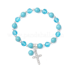 2Pcs Cross Alloy Rhinestone Charm Bracelets&nbsp;BJEW-JB12882