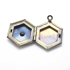 Brass Locket Pendants&nbsp;KK-F717-38AB-NR
