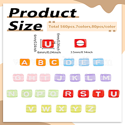 560Pcs 7 Colors Transparent Acrylic Beads&nbsp;TACR-LP0001-03