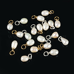 20Pcs 2 Styles Natural Cultured Freshwater Pearl Rice Charms&nbsp;PALLOY-TA00379