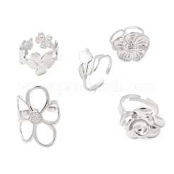 5Pcs 304 Stainless Steel Open Cuff Rings for Women&nbsp;RJEW-K313-11P