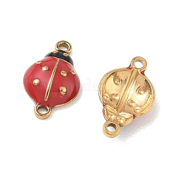 304 Stainless Steel Red Enamel Ladybug Connector Charms&nbsp;STAS-G393-03G