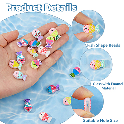 16Pcs 8 Colors Painted Glass Beads&nbsp;LAMP-HS0001-27