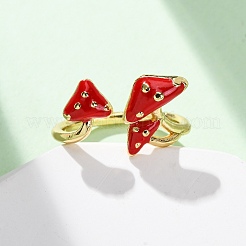 Brass Enamel Open Cuff Rings for Women&nbsp;RJEW-U057-24G
