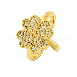 Brass Micro Pave Clear Cubic Zirconia Cuff Rings for Women&nbsp;RJEW-Q009-07G