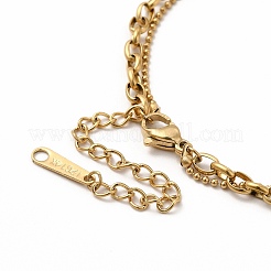Ion Plating(IP) 304 Stainless Steel Cable & Ball Chains Double Layer Necklace for Women&nbsp;NJEW-E081-03G