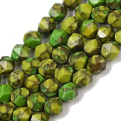 Synthetic Gold Line Turquoise Beads Strands&nbsp;G-A283-C03-01