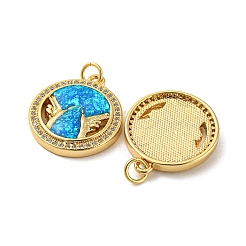 Brass Micro Pave Cubic Zirconia with Synthetic Opal Pendants&nbsp;KK-D096-05A-01
