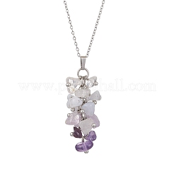 Gradient Color Mixed Gemstone Chip Pendant Necklaces&nbsp;NJEW-JN05042