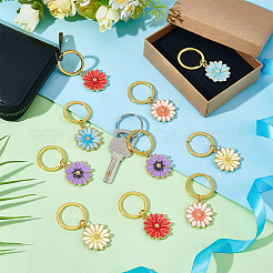 15Pcs 5 Colors Alloy Enamel Flower Keychain&nbsp;KEYC-NB00014