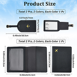 2Pcs PU Leather Luggage Tag & 2Pcs Passport Cover Sets&nbsp;FIND-CL0001-14D