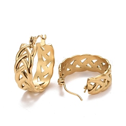 Ion Plating(IP) Braided 304 Stainless Steel Hoop Earrings for Women&nbsp;STAS-A057-17G