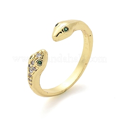 Brass Micro Pave Cubic Zirconia Cuff Rings for Women&nbsp;RJEW-Z084-01G-01