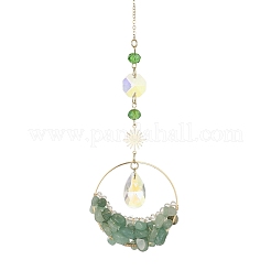 Gemstone Chips Ring Pendant Decoration&nbsp;HJEW-TA00038