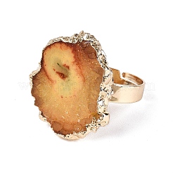 Natural Agate Cuff Rings&nbsp;RJEW-Q035-01G
