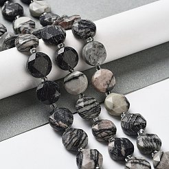 Natural Black Silk Stone/Netstone Beads Strands&nbsp;G-NH0004-037