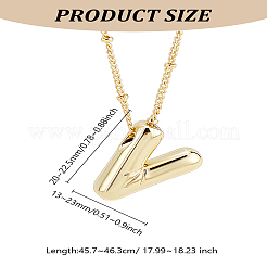 1pc Brass Chain with Alloy Letter Pendants Necklaces&nbsp;NJEW-LP0001-41V-G