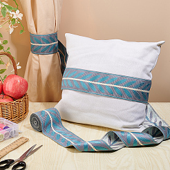 Polyester Jacquard Leaf Ribbon&nbsp;OCOR-WH0097-08B