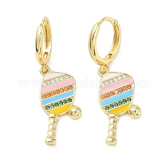 Brass Micro Pave Cubic Zirconia Dangle Hoop Earrings for Women&nbsp;EJEW-A168-05G