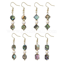 Abalone Shell/Paua Shell & Shell Pearl Bead Dangle Earrings&nbsp;EJEW-JE07322