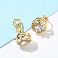 Brass Micro Pave Clear Cubic Zirconia Clip-on Earrings&nbsp;EJEW-A132-02A-G