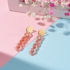 Chunky Acrylic Curb Chain Long Dangle Stud Earrings for Women&nbsp;EJEW-JE04771