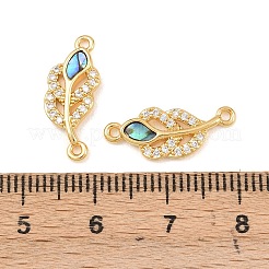 Natural Paua Shell Leaf Links Connector Charms&nbsp;KK-Z140-10G