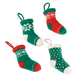 4Pcs 4 Styles Christmas Polyester Socks Pendant Decorations&nbsp;AJEW-TA0003-29A